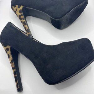 Ollio Women's Platform Pump ~ Faux Suede Stiletto Leopard ~ size 8